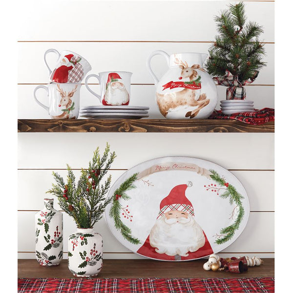 Santa Claus Tartan Platter by Mud Pie