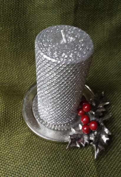 Candles 3"x 6" Silver Metallic Pillar by Oak Forest Designs