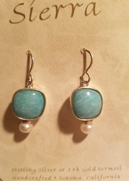 Set of Amazonite Sterling Silver Necklace & Earrings
