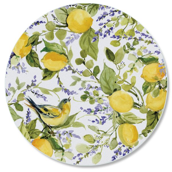 Round Glass Counter Saver 16″ – "Watercolor Lemons"