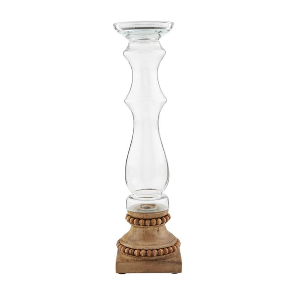 Glass & Beaded Wood Candlesticks "Large size" by Mud Pie