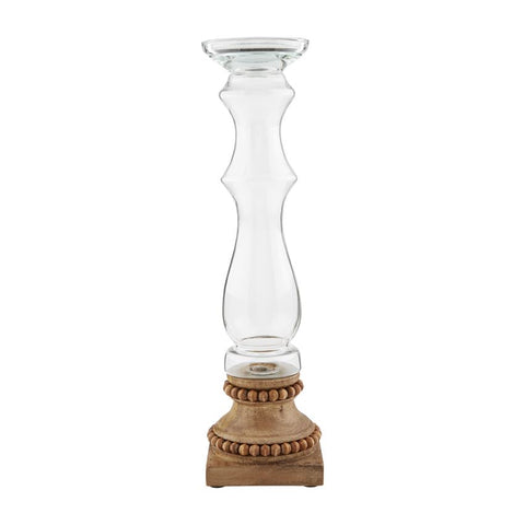 Glass & Beaded Wood Candlesticks "Large size" by Mud Pie