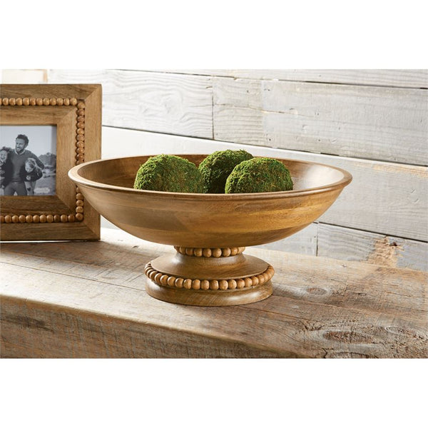 Beaded Wood Pedestal Bowl by Mud Pie
