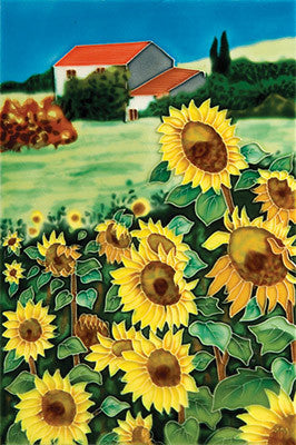Hand Painted Ceramic Tile "Golden Day"