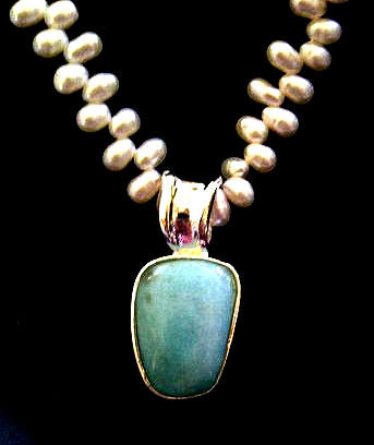 Set of Amazonite Sterling Silver Necklace & Earrings