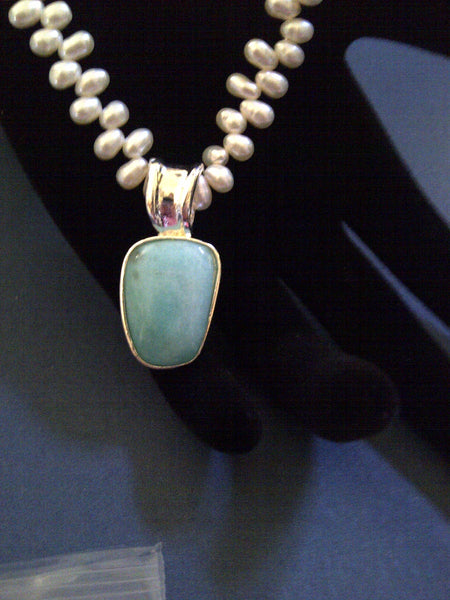 Set of Amazonite Sterling Silver Necklace & Earrings