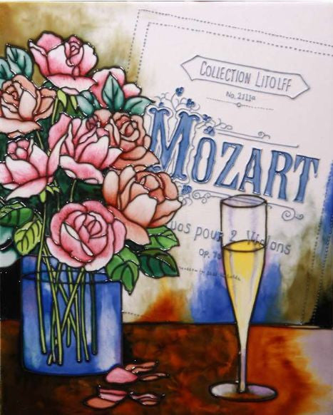 Hand Painted Ceramic Tile "Mozart Symphony"