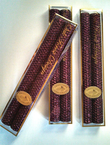 Candles 10" Tapers "Burgundy Metallic" by Oak Forest Design