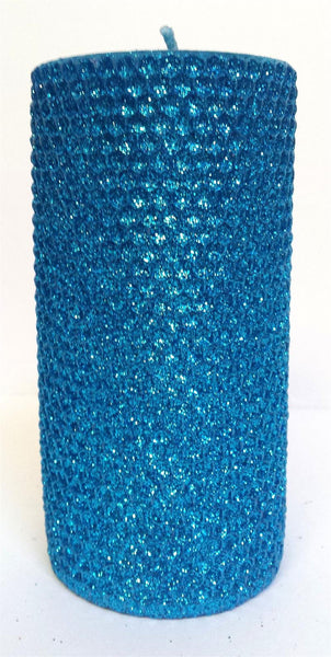 Candles 3"x 6" Pillar"Turquoise Metallic" by Oak Forest Design