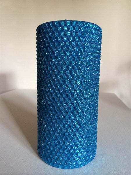 Candles 3"x 6" Pillar"Turquoise Metallic" by Oak Forest Design