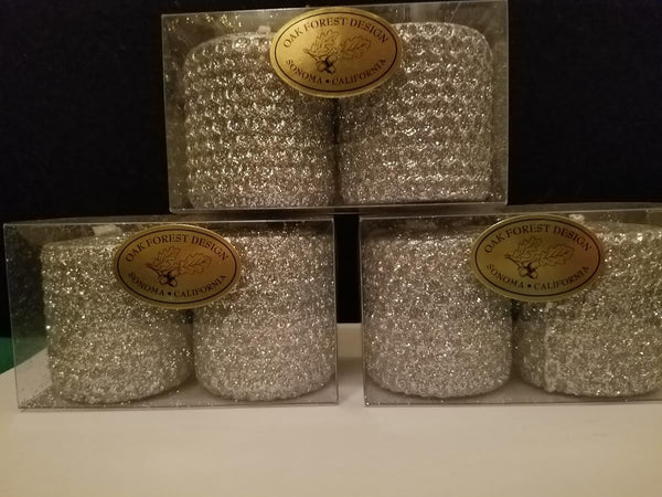 2x2 Metallic Glitter Votive Candle Pair Oak Forest Design