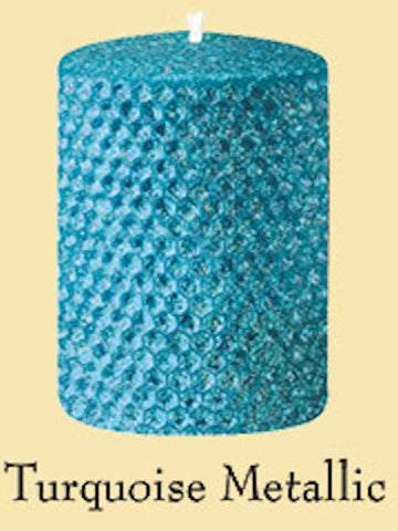 Candles 3"x 6" Pillar"Turquoise Metallic" by Oak Forest Design